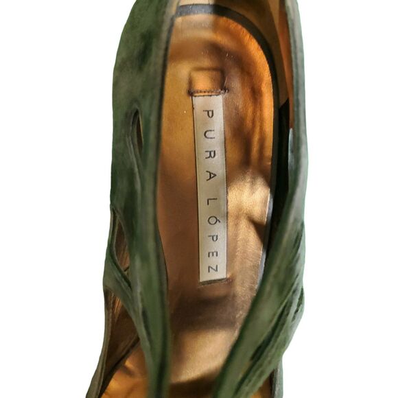 Pura Lopez Strappy Suede Leather Heels Pumps Platform Stiletto Heels Gray Sz 38 - Picture 5 of 7